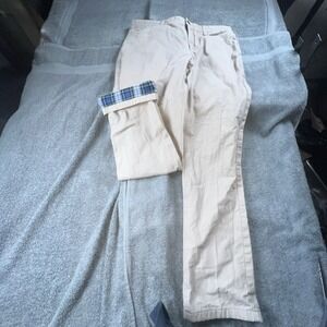 Vineyard Vines Pants Men 35X32 Khaki Flannel Lined 5 Pocket Chino Casual Stretch